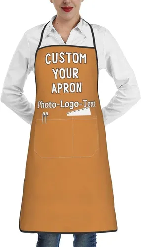 Vista 45 de Delantales personalizados para adultos, delantal personalizado con logotipo de foto, delantal impermeable con 2 bolsillos