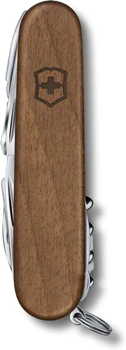 Vista 2 de Victorinox Swiss Champ Wood, Swiss Army, Cuchillo de bolsillo multifuncional 33 funciones, multiherramienta suiza, Elegant walnut wood scales with