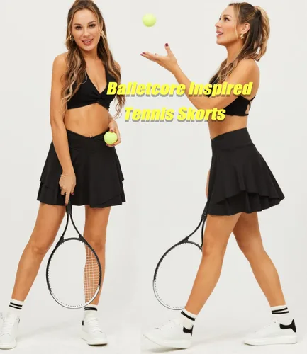 Vista 6 de Navneet Falda de tenis plisada para mujer con bolsillos, pantalones cortos cruzados de cintura alta atlética para golf, faldas deportivas
