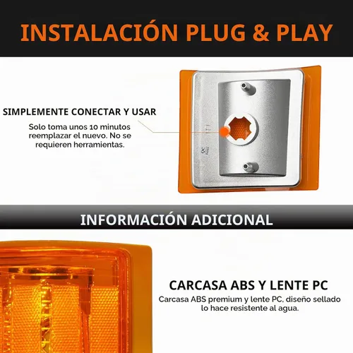 Vista 5 de Bestview - Conjunto de luz de giro frontal, luz de esquina, reflector de marca lateral superior e inferior, carcasa cromada, lente ámbar compatible