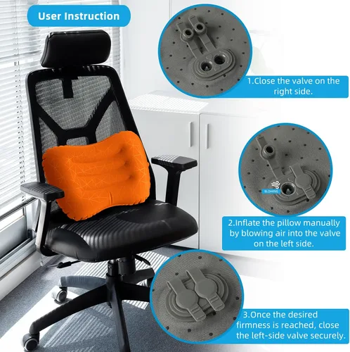 Vista 10 de Crisonky Almohada de camping – Almohada inflable – Almohadas de viaje para mochilero y avión, soporte lumbar 2.0 almohadas inflables, ultraligeras