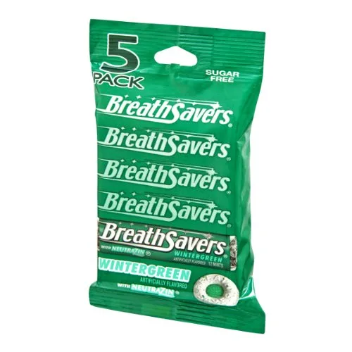 Vista 2 de BreathSavers Wintergreen - Mentas sin azúcar, paquete de 5