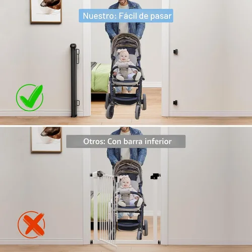 Vista 3 de probebi Puertas retráctiles para bebés, niños y perros para escaleras, se extienden hasta 54 pulgadas de ancho y 34 pulgadas de alto, uso