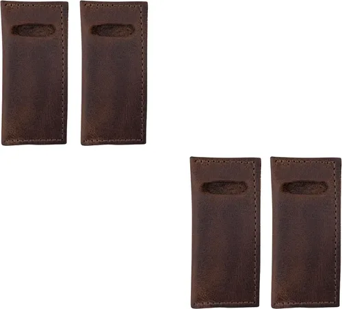 Vista 2 de Hide & Drink, Juego de 4 estuches para púas de dientes, accesorios de cocina, cuero de grano completo, hecho a mano, marrón bourbon
