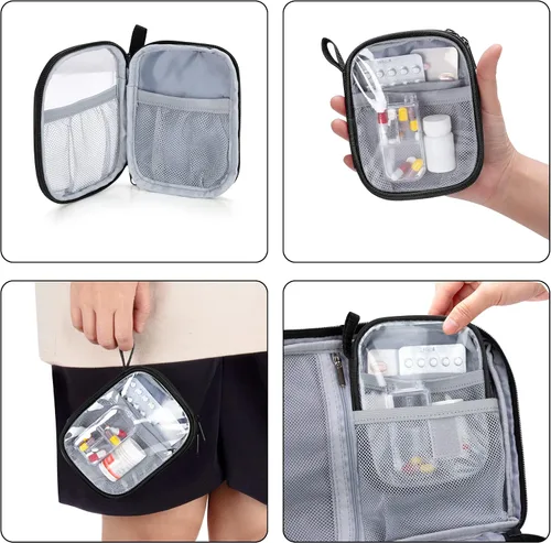 Vista 3 de Trunab Bolsa de almacenamiento y organizador de medicamentos vacía, organizador de botellas de píldoras con bolsa pequeña portátil, caja de primeros