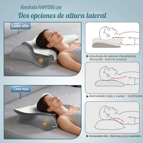 Vista 6 de Almohada cervical para el cuello para aliviar el dolor, almohadas de cama para dormir, almohada de enfriamiento ergonómica, almohada ortopédica