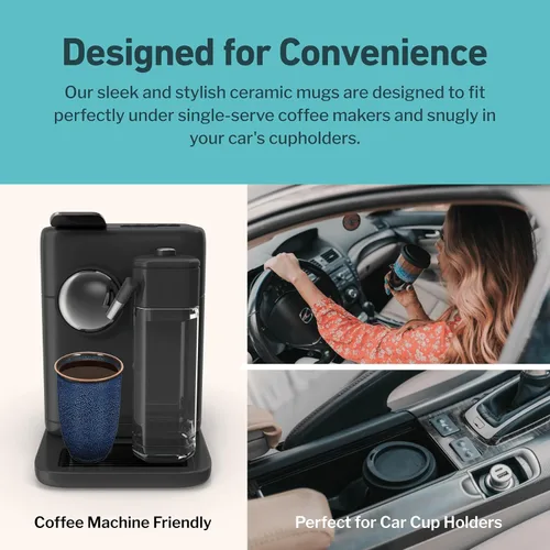 Vista 6 de NOVA CERAMICS Taza de viaje – Taza de viaje de cerámica con tapa – Taza de café de viaje única para llevar – Vaso de café apto para microondas