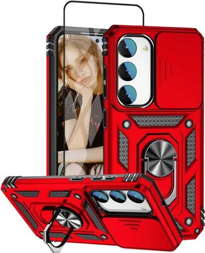 Vista 12 de Funda compatible con Samsung Galaxy S23 Plus 5G, protector de pantalla HD. Soporte magnético integrado, resistente a los golpes, de grado militar