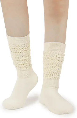 Vista 4 de BomKinta Calcetines holgados para mujer, calcetines de bota alta hasta el muslo, calcetines suaves para mujer, tallas 5-9