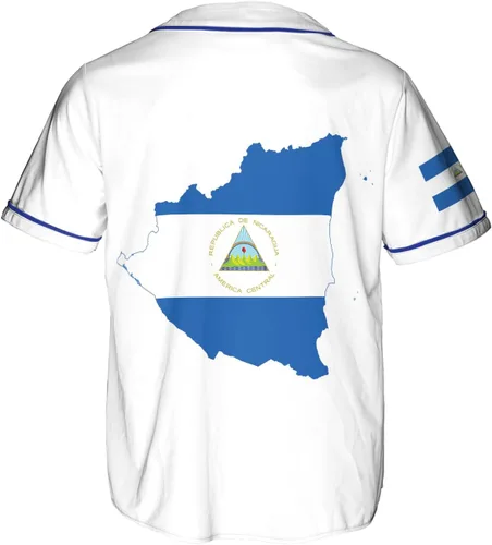 Vista 4 de Camiseta de béisbol de Nicaragua personalizada, camiseta de béisbol de Nicaragua personalizada para hombres y mujeres, camisas nicaragüenses