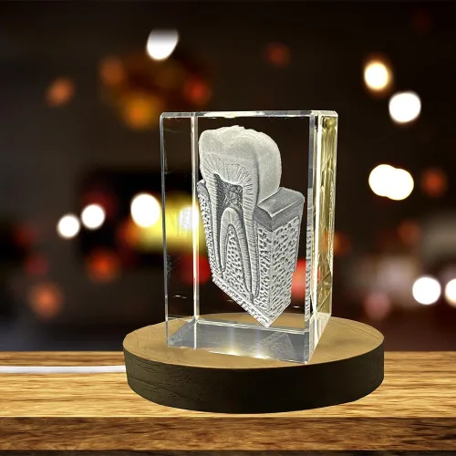 Vista 4 de Tooth are Recuerdo de cristal grabado en 3D Regalo para dentista Coleccionable Recuerdo Regalo personalizado de fotos de cristal 3D
