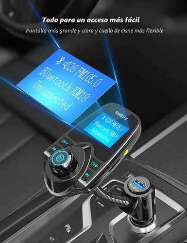 Vista 3 de [versión más reciente LED transmisor FM], Nulaxy transmisor de radio FM inalámbrico por Bluetooth para el coche, Negro