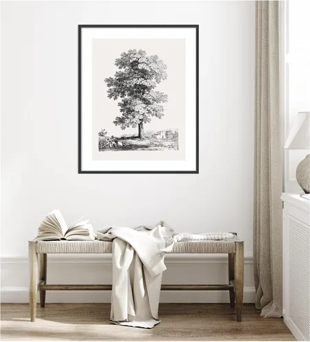 Vista 3 de Kate and Laurel Framed Wall Art Print 'Jean Victor Bertin Study of a Tree 1816' by The Art Institute of Chicago, 33 x 41, Stylish Black Narrow