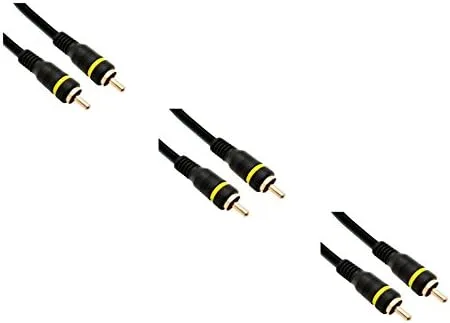 Vista 3 de Paquete de 2, cable de video compuesto, RCA macho, conectores chapados en oro, 50 pies, CNE499364