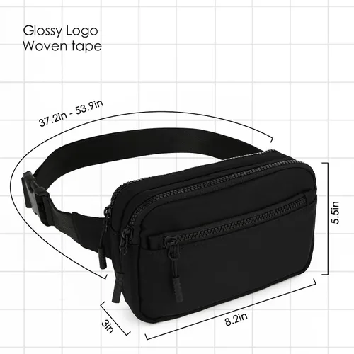 Vista 6 de Cangurera para hombre, bolsa de cinturón de moda para mujer, bolsa cruzada impermeable con 4 bolsillos con cremallera para caminar, correr, viajar
