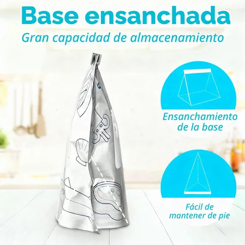 Vista 4 de 30 piezas de bolsas resellables de papel de aluminio para almacenamiento, bolsas de papel de aluminio gruesas con soporte de pie y cierre