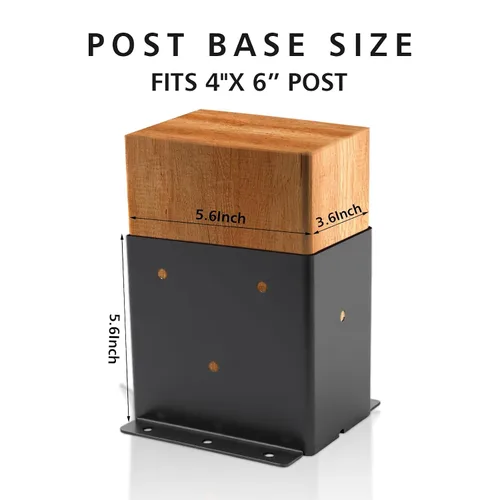 Vista 2 de 2 postes de 4 x 6 pulgadas (tamaño interior de 3.6 x 5.6 pulgadas) Carbon Steel Post Anchor Outdoor for Support Deck Base Plate Pergola Brackets