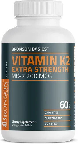 Vista 4 de Bronson Vitamina K2 MK-7 200mcg extra fuerza, 60 tabletas vegetarianas