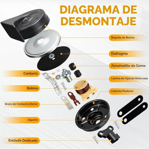 Vista 6 de FARBIN Bocina de Reemplazo para Bocina de Auto Ford Compatible con Ford f150 f250 focus con Convertidor de Enchufe 1 a 2