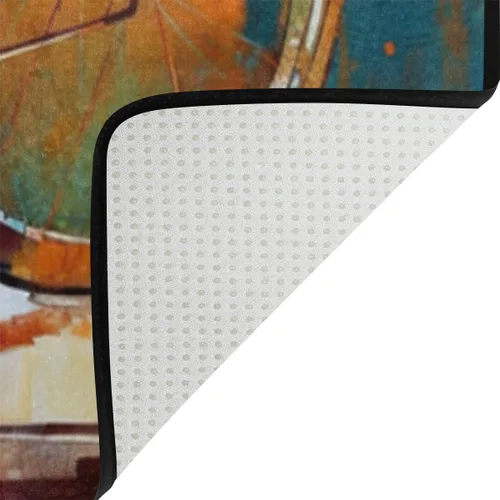 Vista 4 de Alfombra de área con diseño de bicicleta de 4 x 6 pies, duraderas para exteriores e interiores, suaves, esponjosas y antideslizantes, perfectas
