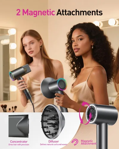 Vista 5 de Secador de pelo de plasma para cabello largo de mujer, estilo para hombres y uso doméstico - 110K RPM sin escobillas de secado rápido, amigable