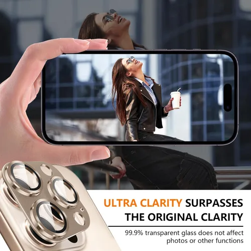 Vista 8 de Suoman Protector de lente de cámara para iPhone 16 Pro Max /16 Pro, película de vidrio templado de dureza 9H, destello sin obstrucciones, cubierta