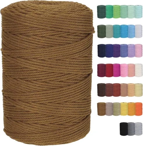 Vista 40 de Cuerda de macramé de algodón de 2 mm, 220 yardas, suministros naturales de macramé de color, cuerda de algodón suave para artesanía, para colgar