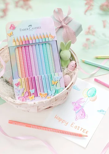Vista 9 de Faber-Castell Lápices de color Sparkle Pastel, paquete de 12 en estuche de metal
