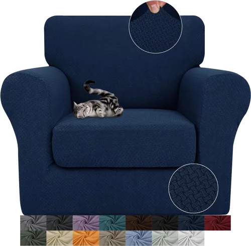 Vista 14 de JIVINER Fundas de sofá de 3 piezas para sofá de 2 cojines, funda elástica para sofá con 2 fundas de cojín de asiento extra grandes, fundas de sofá