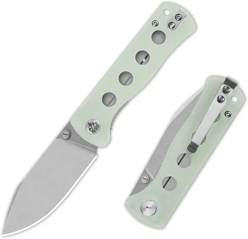 Vista 15 de QSP Canary Folder - Cuchillo plegable de bolsillo, hoja de 7.21 cm Sandvik 14C28N con acabado negro lavado a la piedra, mango G10 negro, bloqueo