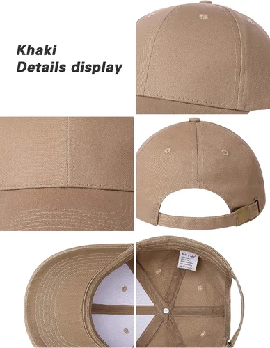 Vista 4 de AOSMI Paquete de 3 gorras de béisbol de algodón liso ajustable talla única que se adapta a la mayoría de gorras de bola de equipo en blanco