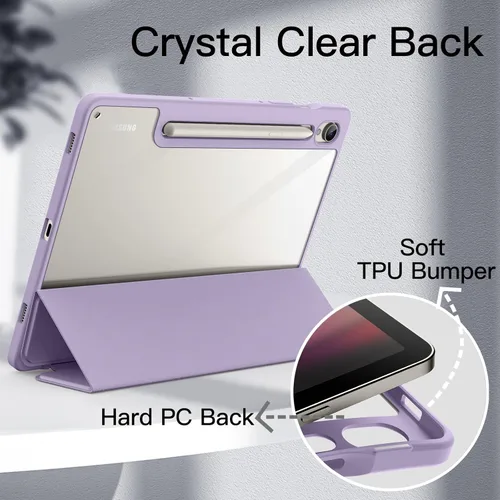 Vista 3 de JETech Funda para Samsung Galaxy Tab S9 de 11 pulgadas con soporte para bolígrafo S, parte trasera de policarbonato transparente transparente, a