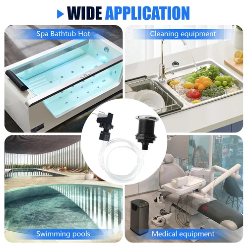Vista 7 de Fuoequl Interruptor de Botón de Encendido y Apagado de 16A Chorro de Hidromasaje para Bañera de Spa con Hidromasaje (Negro) (Coloración, Negro)