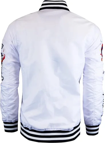 Vista 4 de SCREENSHOT Hip-Hop Urban NYC Fashion Bomber Jacket - Moderna chaqueta ligera para exteriores, con estampado de grafiti, con cremallera