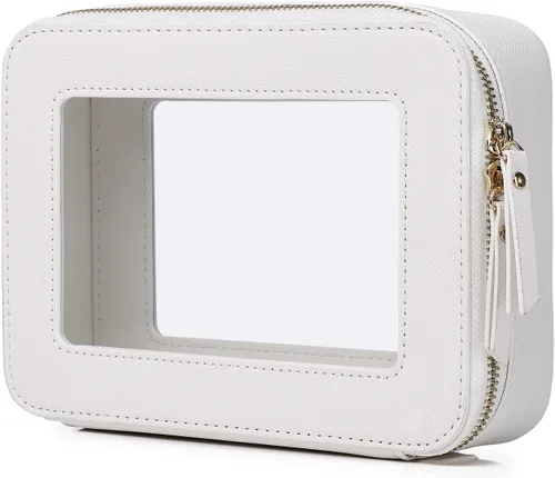 Vista 35 de Pinkmik Pequeña bolsa de maquillaje transparente, mini estuche para cosméticos, bolsa de aseo impermeable con cremallera, organizador de bolsos