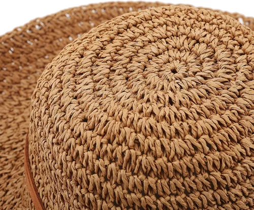 Vista 4 de Urban CoCo Gorras de ala ancha plegables para mujer, sombreros de paja para verano y playa