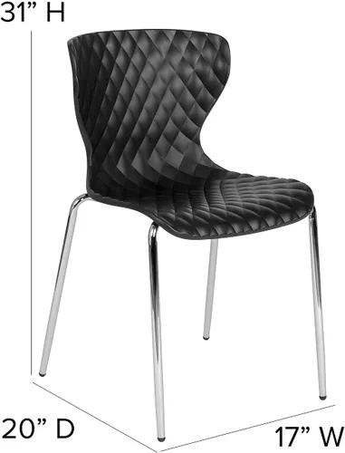 Vista 3 de Pemberly Row Silla de comedor de plástico moderna en negro y cromado