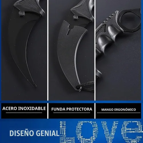 Vista 5 de TOPOINT - Paquete de 2 cuchillos Karambit sin filo de corte sin filo con funda para principiantes (negro y rojo)