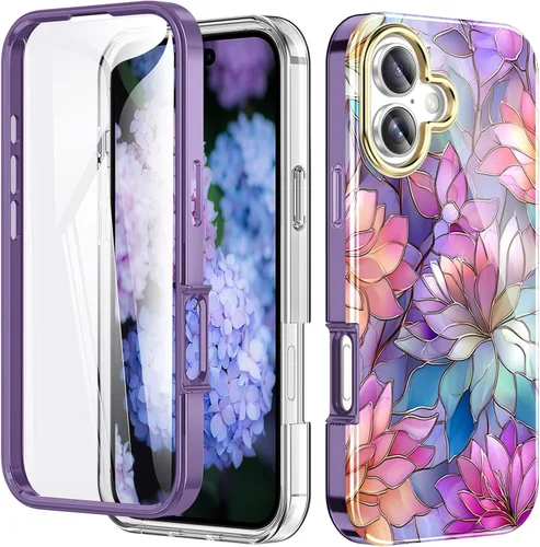Vista 35 de Funda bonita de mármol para iPhone 13 Pro de 6.1 pulgadas, con protector de pantalla incorporado, ligera y elegante, de TPU, para cuerpo completo, a