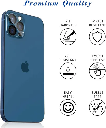 Vista 3 de imluckies Protector de lente de cámara para iPhone 12 Pro Max de 6.7 pulgadas, vidrio templado transparente HD y dureza 9H, compatible con fundas