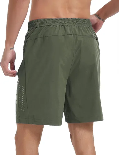 Vista 2 de Pantalones cortos deportivos para correr para hombre, de secado rápido, pantalones cortos de gimnasio de 7 pulgadas, ligeros, deportivos