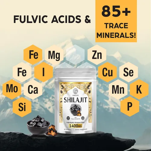 Vista 8 de Gomitas Shilajit de 1400 mg Shilajit, gomitas orgánicas puras del Himalaya con Ashwagandha, shilajit del Himalaya para hombres, más de 85 minerales