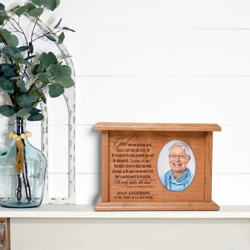 Vista 6 de LifeSong Milestones Urnas para cenizas, urnas femeninas adultas para cenizas, marco de fotos personalizado para adultos, urnas de cremación grabadas