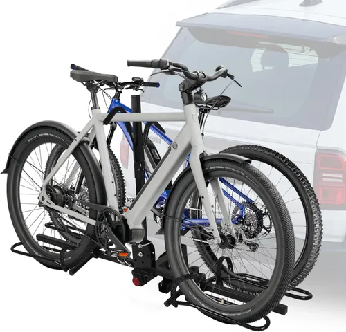 Vista 8 de Portabicicletas para coche, plegable, trasero, remolque, soporte de acero antiinclinación, portabicicletas eléctricas, portabicicletas para SUV