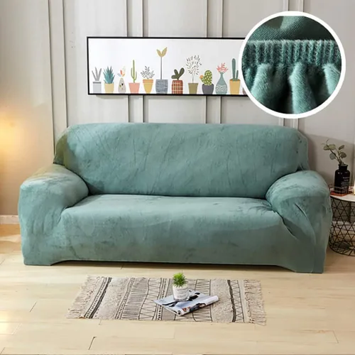 Vista 11 de Funda de terciopelo ultra suave para sofá de colores lisos, elastano elástico para sofá biplaza protección de muebles, fundas antideslizantes a