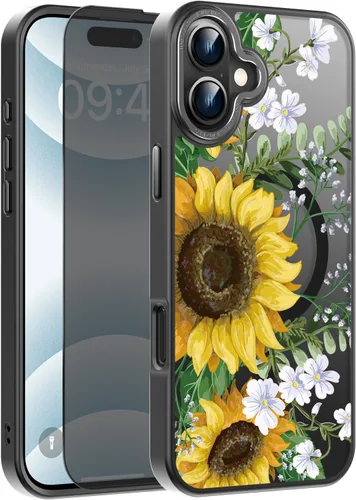 Vista 56 de Goodon para iPhone 15 Pro Max con protector de pantalla de privacidad, compatible con Magsafe, funda translúcida mate a prueba de golpes - Linda