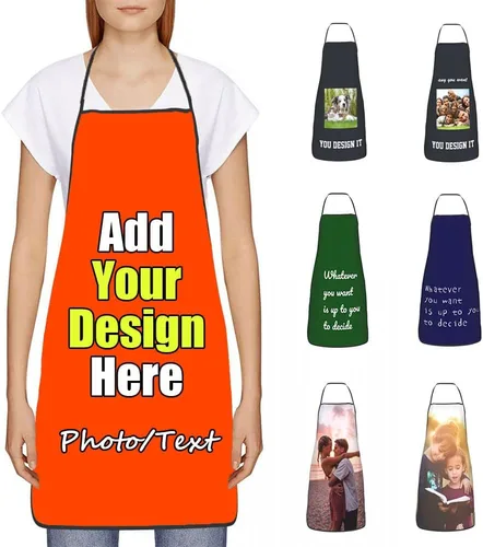 Vista 12 de Delantal Personalizado, Diseña Tu Propio Delantal de Cocina para Cocinar, Sube Tus Fotos Favoritas Logo, Añade Cualquier Nombre o Texto