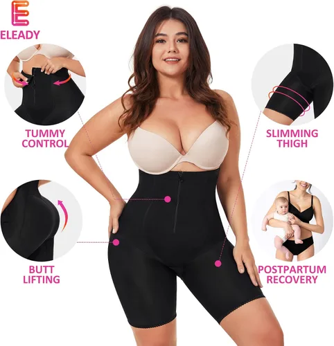 Vista 2 de Eleady Faja moldeadora de cintura alta para mujer, levantador de glúteos, control de abdomen, moldeador de muslos más delgado con cremallera