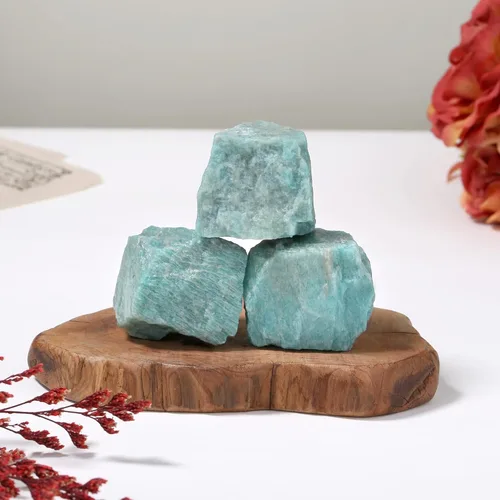 Vista 5 de XIANNVXI Amazonita 1.8-2.2" Cristales Crudos Grandes y Piedras Curativas Rocas de Cristal Natural en Bruto Pulido Cabujón Fuente Rocas 1PCS