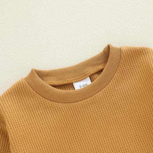 Vista 36 de Kuriozud Conjunto de 2 piezas de sudadera con cuello redondo y pantalones deportivos para niños pequeños para otoño e invierno